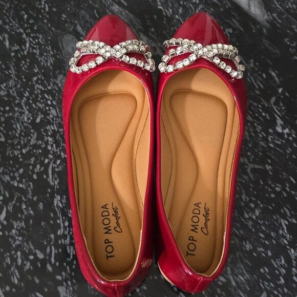 BRAND NEW TOP MODA COMFORT  with  RHINESTONE BOW WOMEN  FLAT R3 - Picture 5 of 15